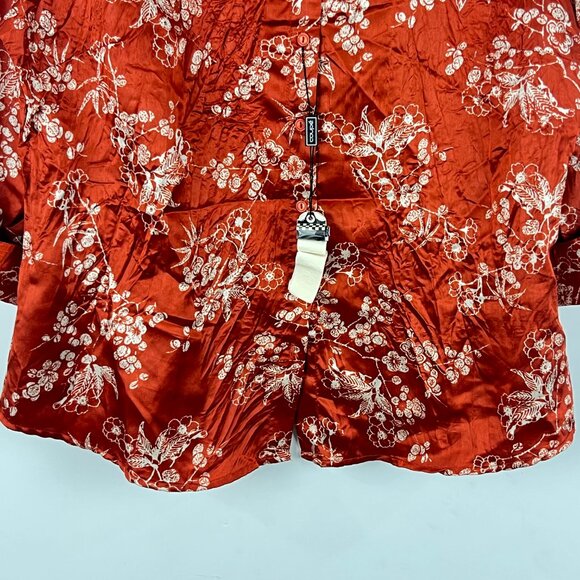 Coupe Top Blouse Size L Brown Floral 3/4 Sleeve Button Up 100% Polyester - Picture 4 of 9